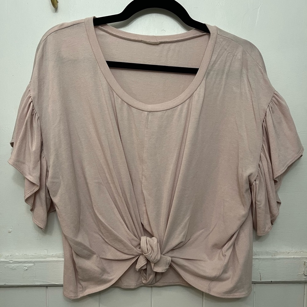 XL Blush Tie Front Tee
